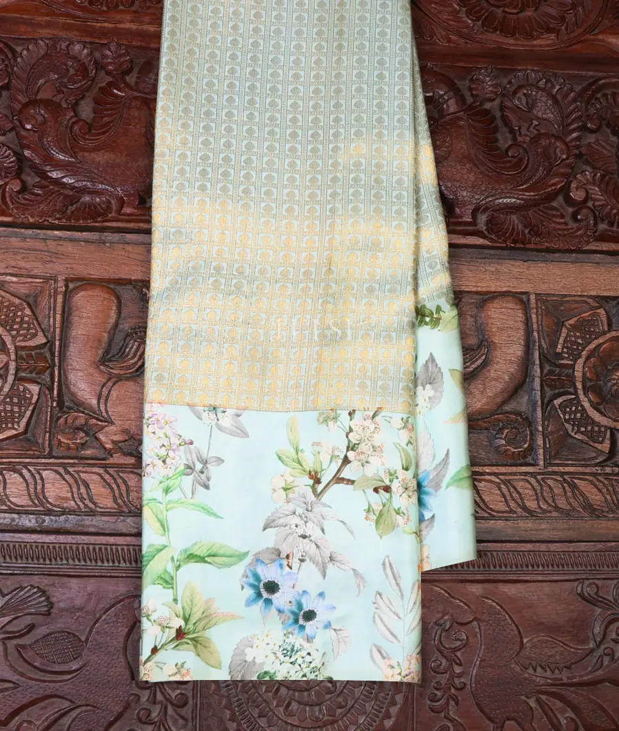 Light Blue Printed Kanjivaram Silk Saree T609909-image