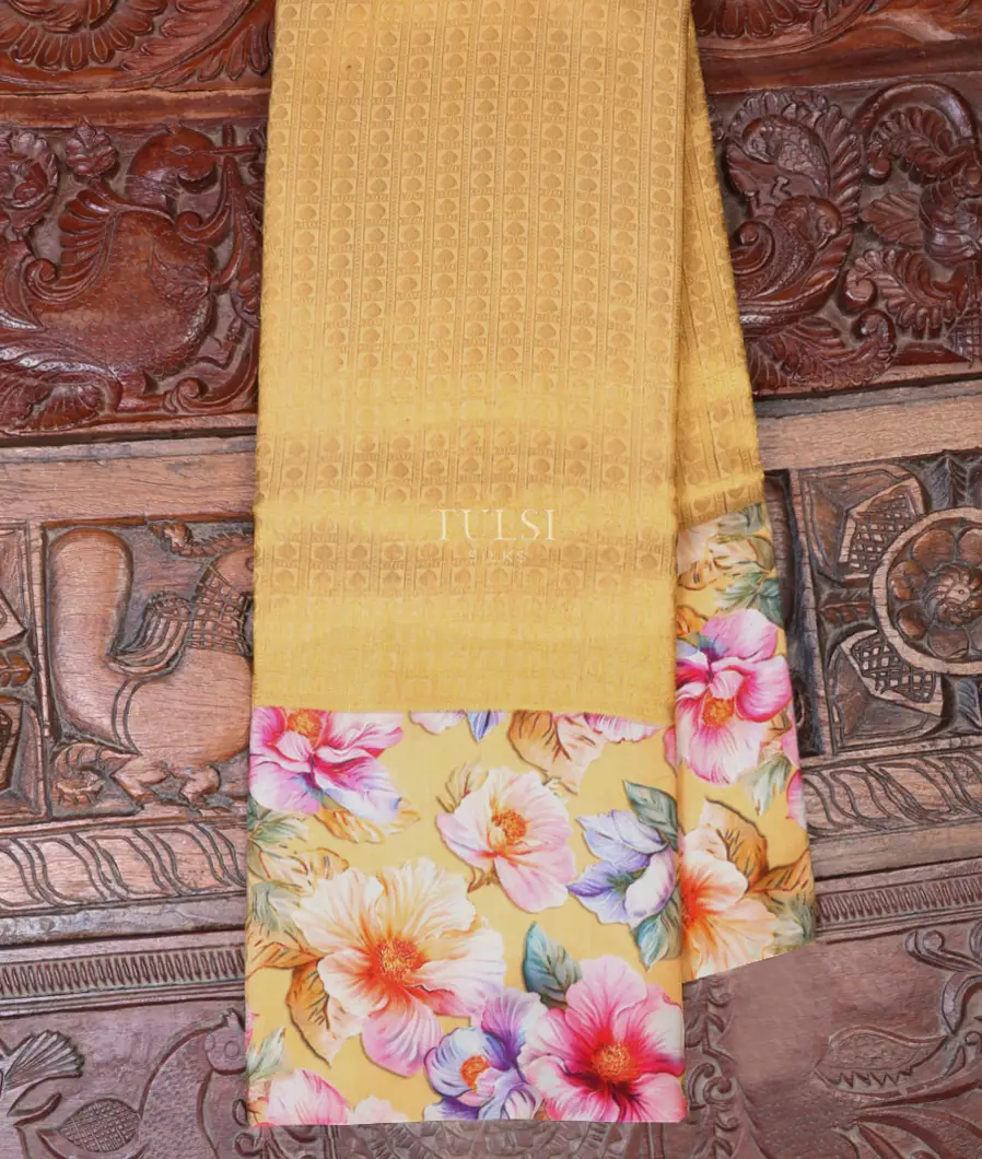 Yellow Printed Kanjivaram Silk Saree T578353-image