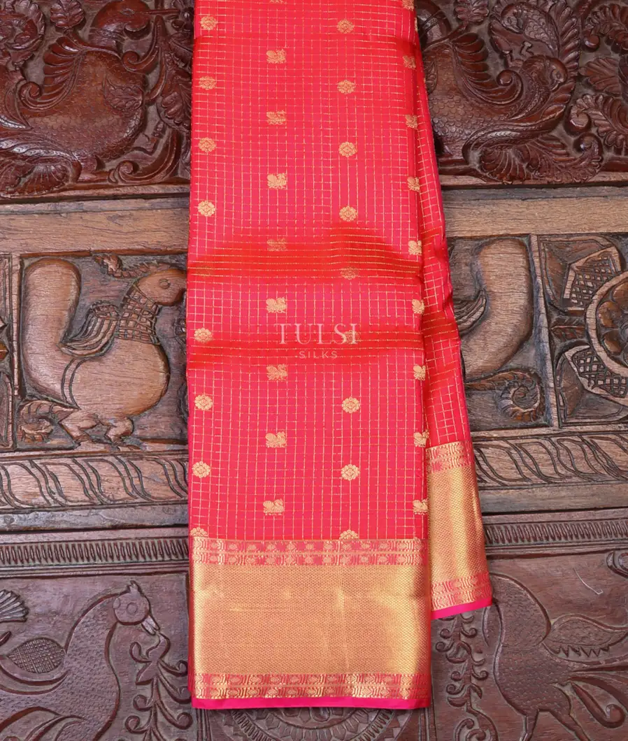 Orangish Pink Soft Silk Saree T605779-image