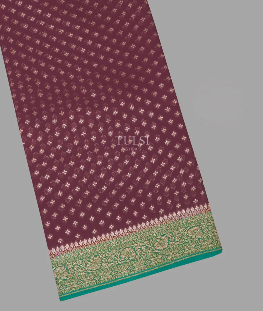 Burgundy Banaras Georgette Silk Saree T564195-image