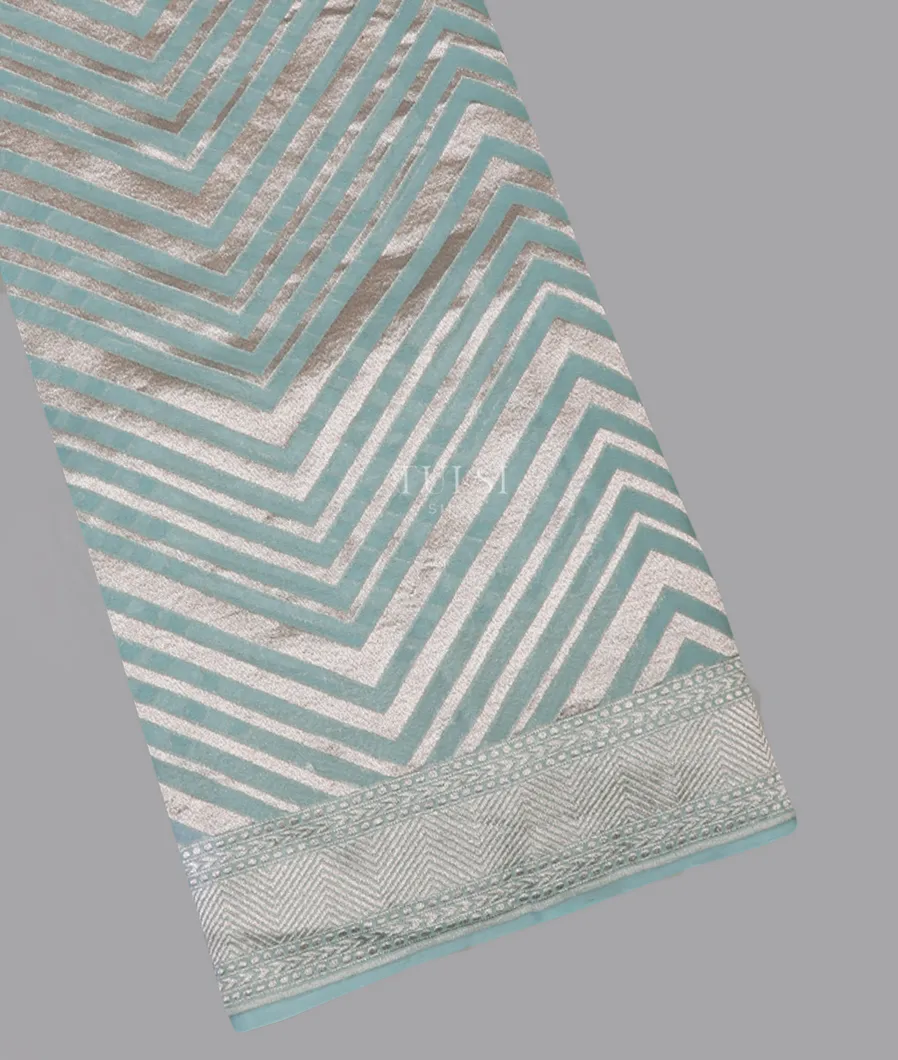 Greyish Blue Banaras Georgette Silk Saree T595822-image
