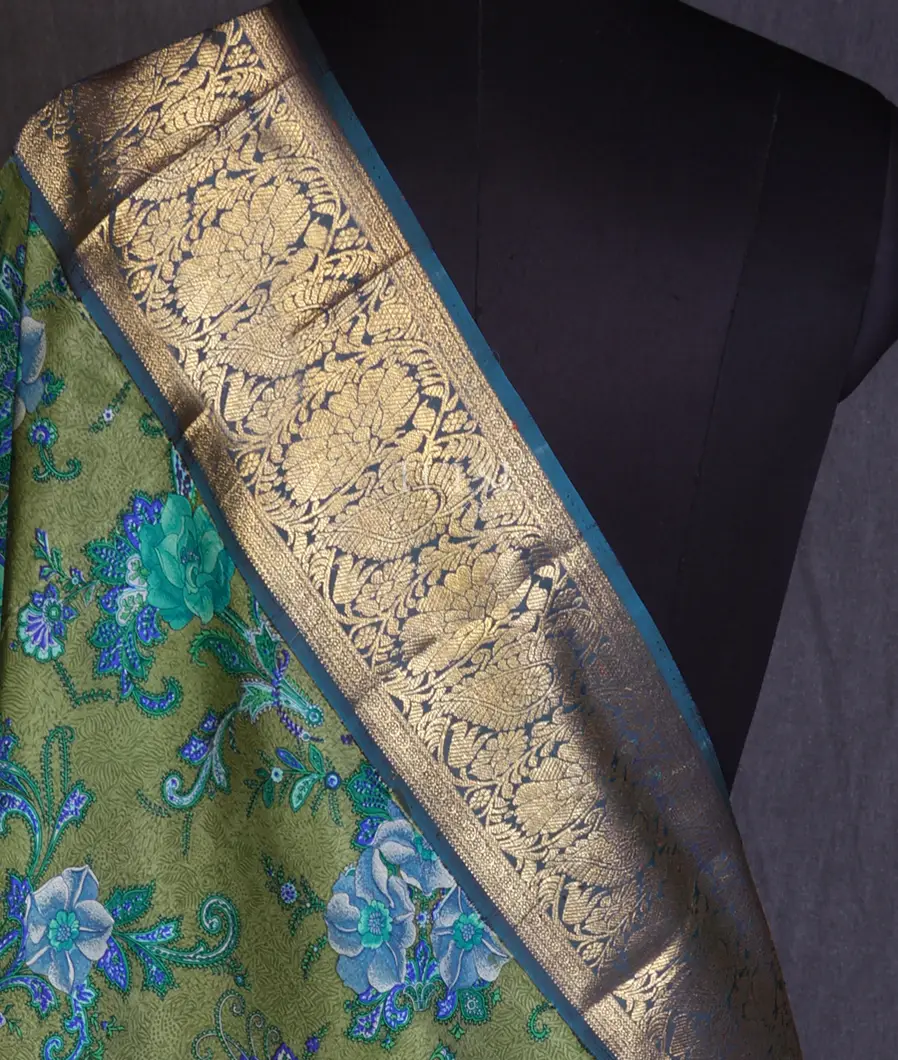 Green Printed Kanjivaram Silk Dupatta T239443-image