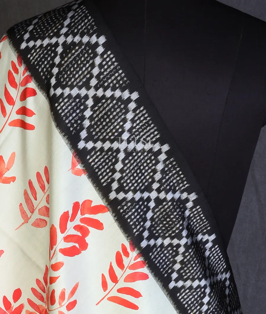 Off-White  Printed Ikat Silk Dupatta T378969-image