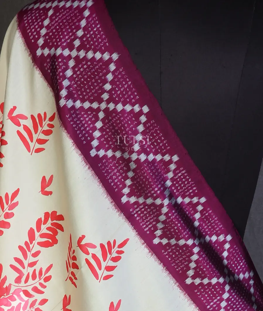 Off-White Printed Ikat Silk Dupatta T378968-image