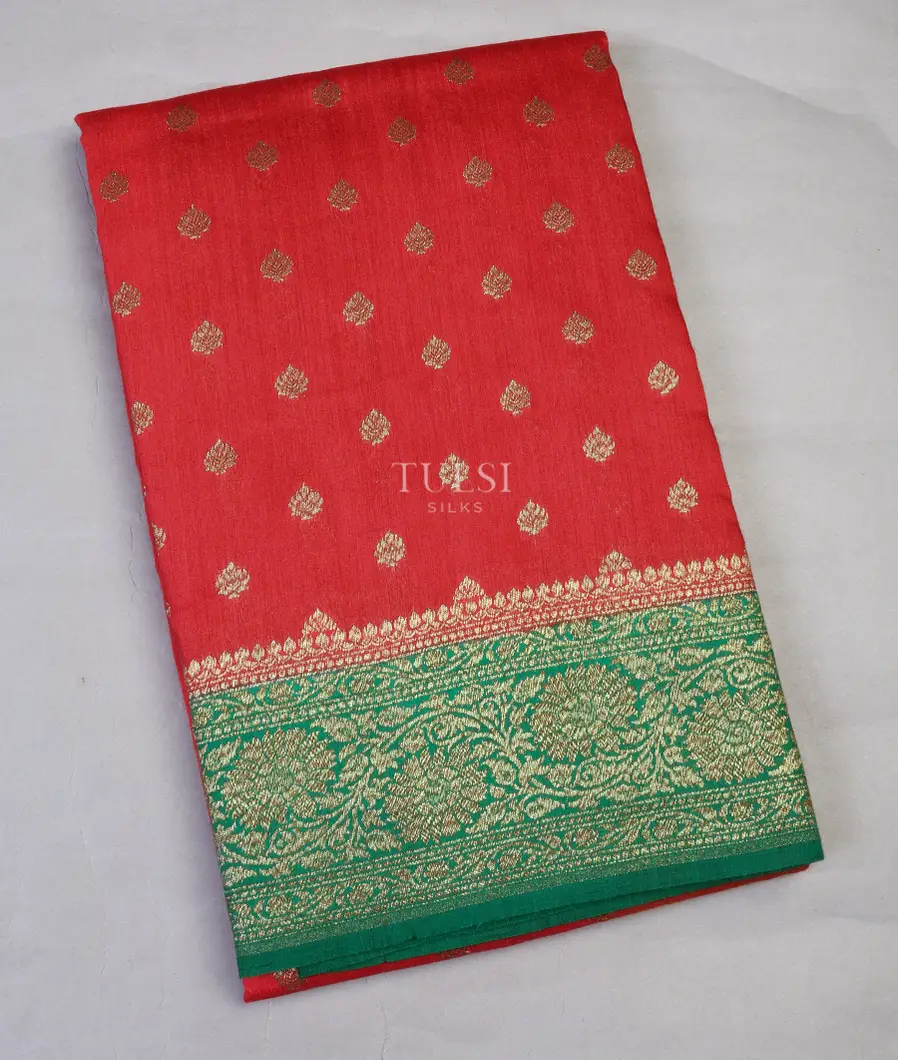 Red Banaras Tussar Saree T615666-image