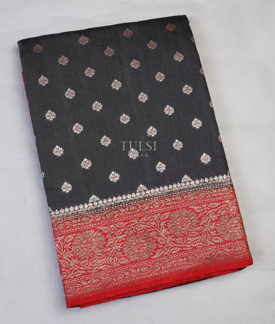 Black Banaras Tussar Saree T615678-image