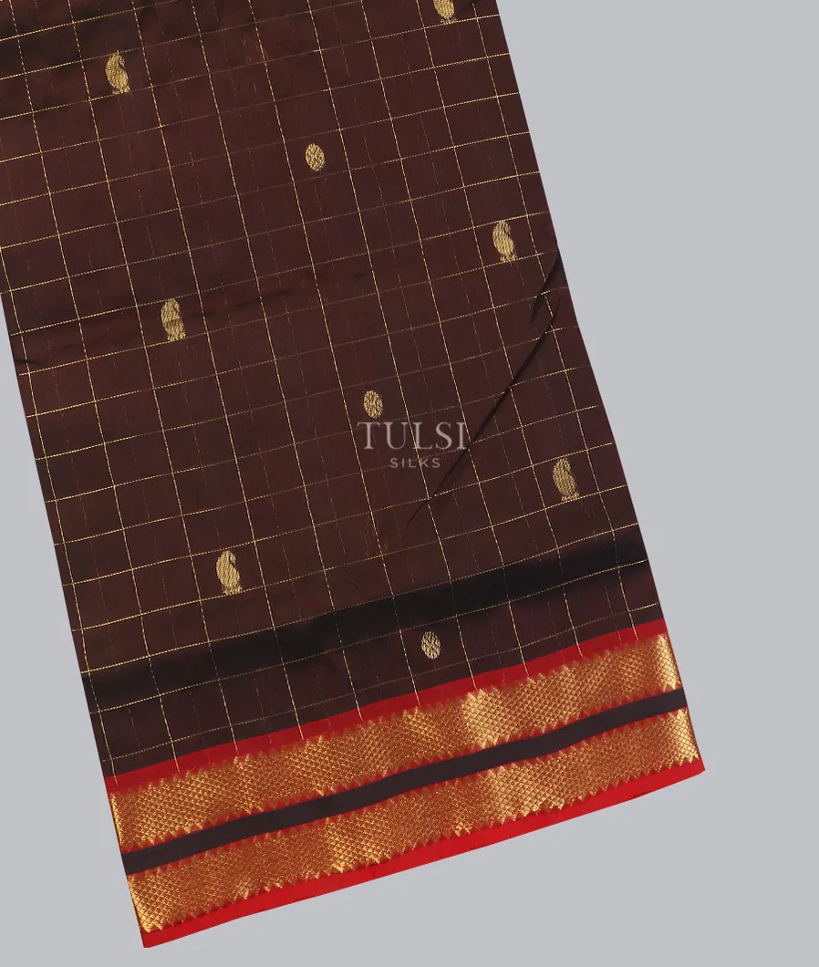 Deep Brown Silk Cotton Saree T617838-image