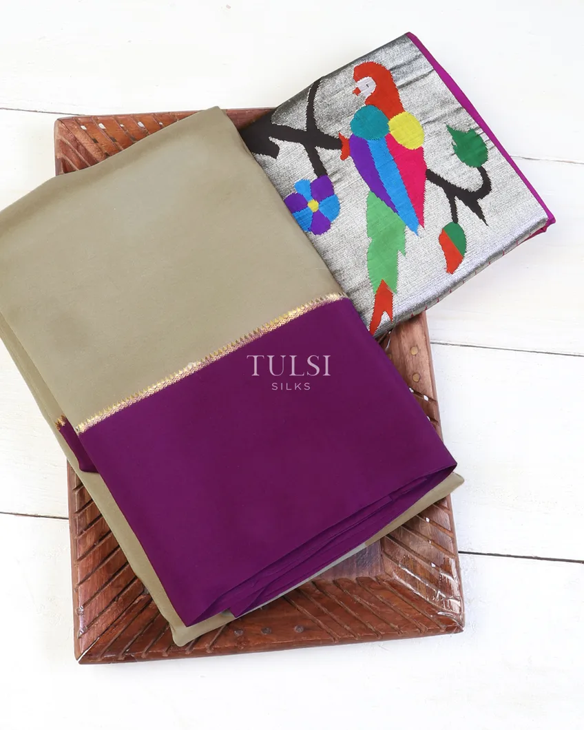 Grey Mysore Silk Saree T616865-image