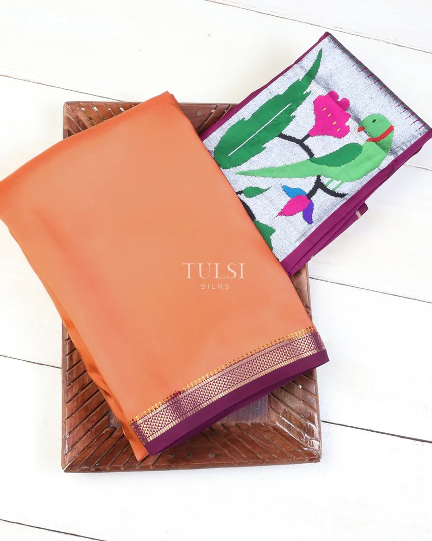Salmon Peach Mysore Silk Saree T616854-image