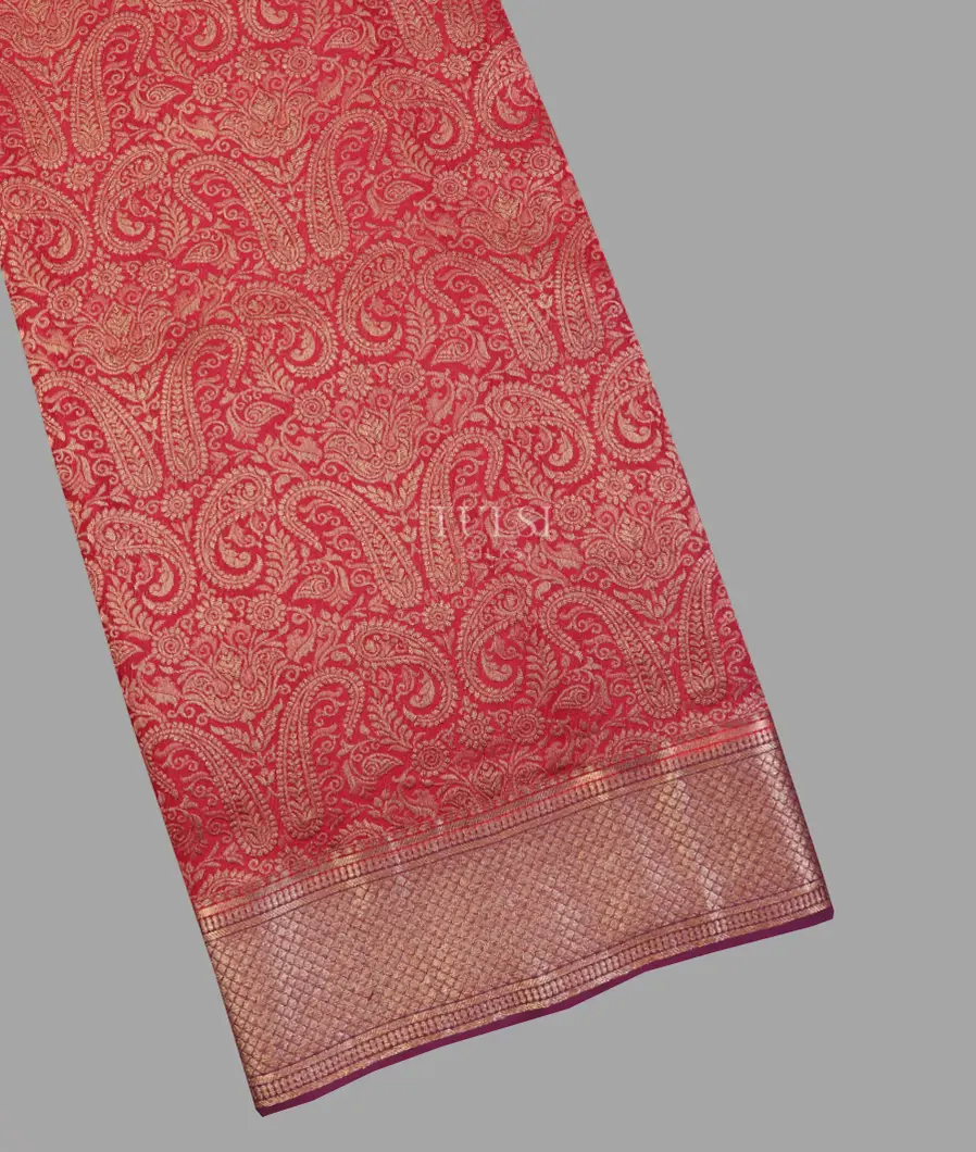 Reddish Pink Mysore Crepe Silk Saree T620389-image