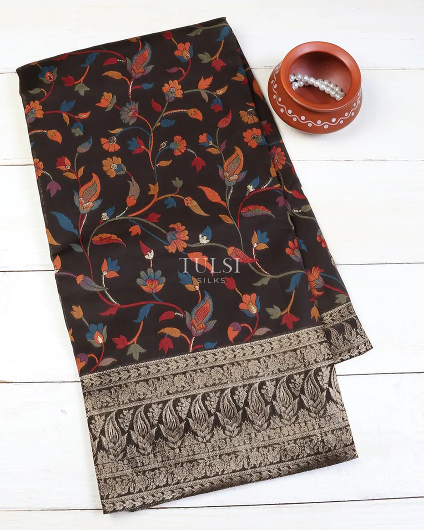 Black Kashmir Kani Silk Saree T624596-image