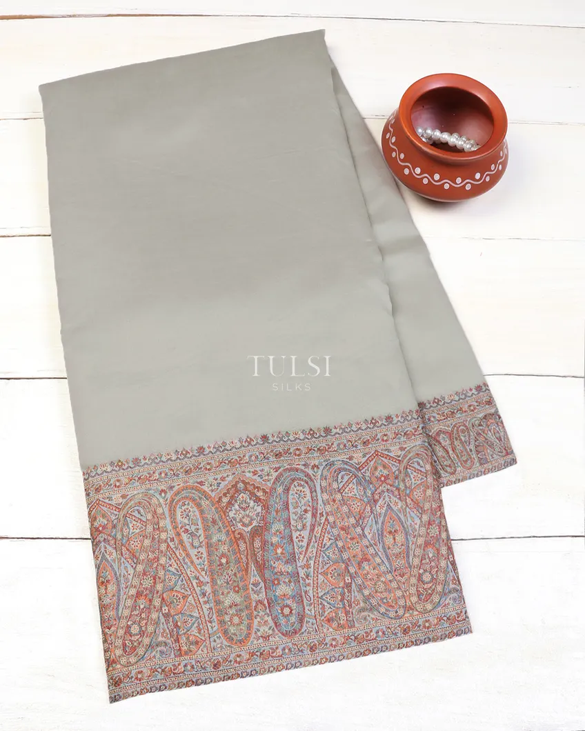 Light Grey Kashmir Kani Silk Saree T624593-image