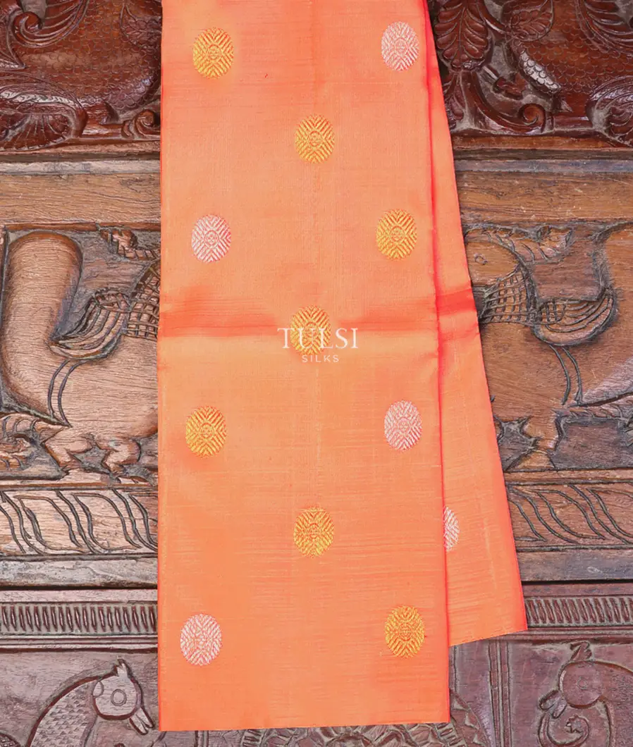 Peach Kanjivaram Silk Dupatta T459259-1-image