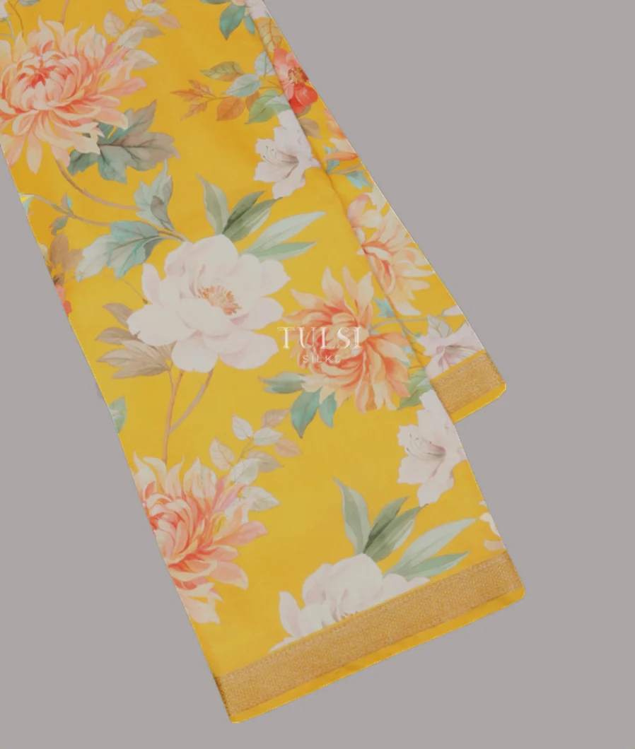 Yellow Printed Kanjivaram Silk Saree T619071-image