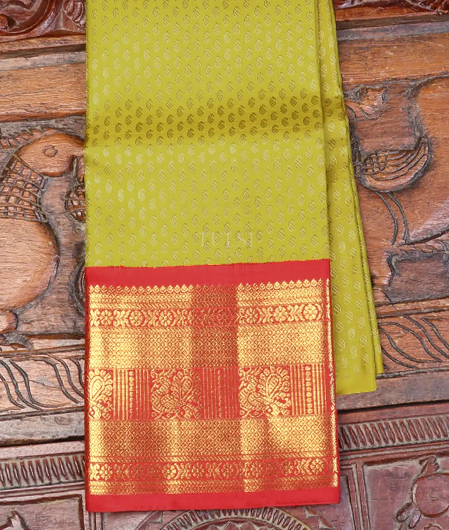 Yellowish Green Kanjivaram Silk Kids Pavadai T473545-image