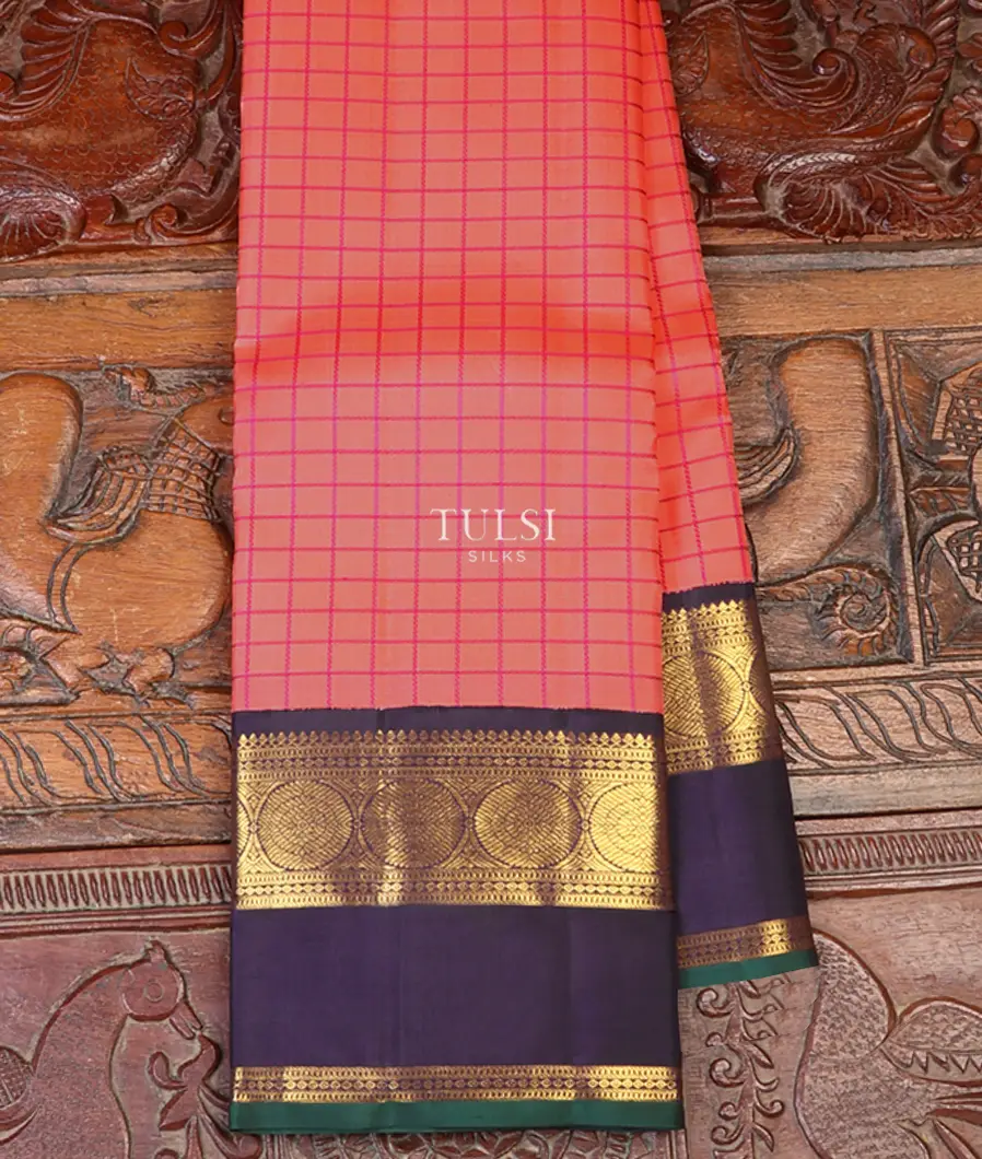 Coral Pink Kanjivaram Silk Saree T624099-image