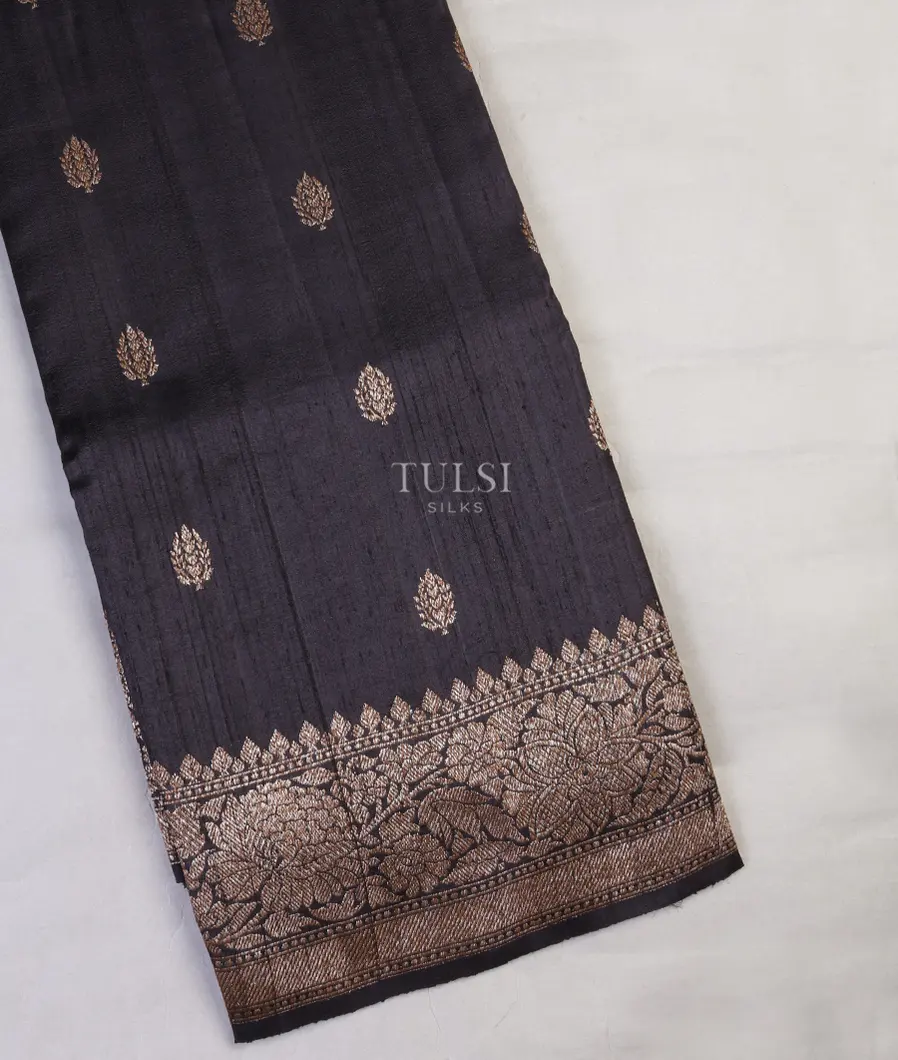 Black Banaras Tussar Saree T624459-image