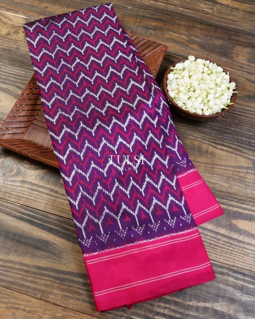Purple Ikat Silk Saree T610023-image