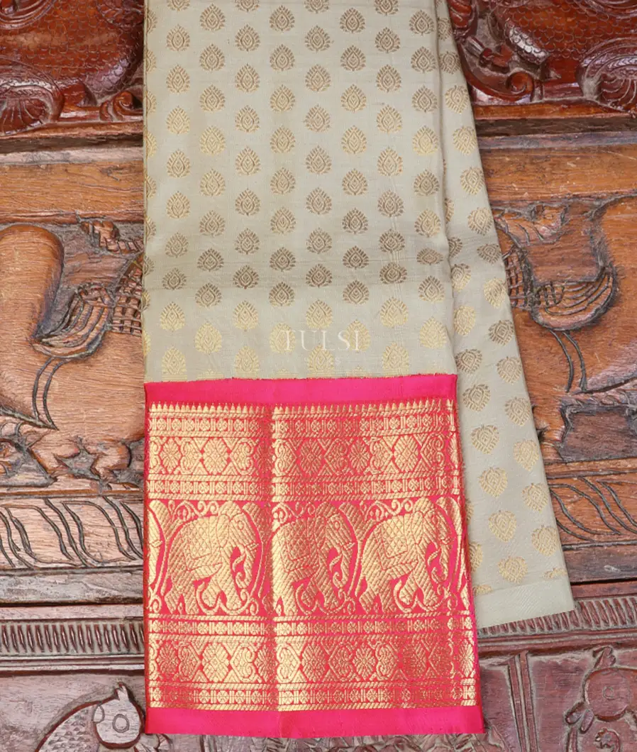 Grey Kanjivaram Silk Kids Pavadai T611371-image