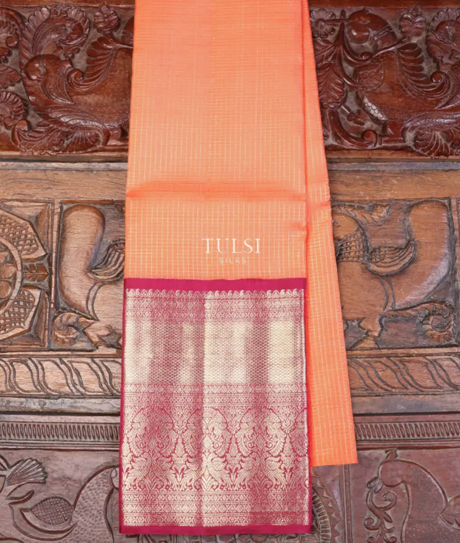 Peach Kanjivaram Silk Pavadai T626020-image