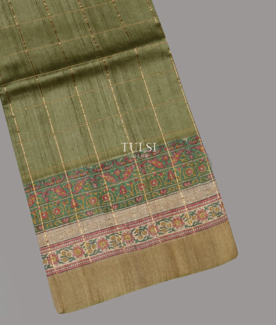 Green Woven Tussar Saree T618738-image