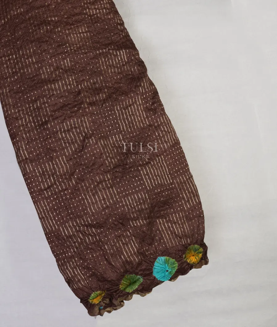 Brown Bandhani Tussar Saree T616585-image