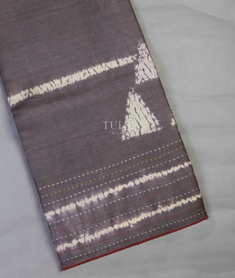Purplish Grey Tussar Printed Saree T621644-image