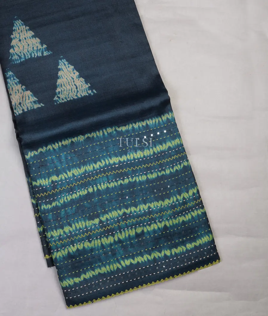 Blue Tussar Printed Saree T621652-image