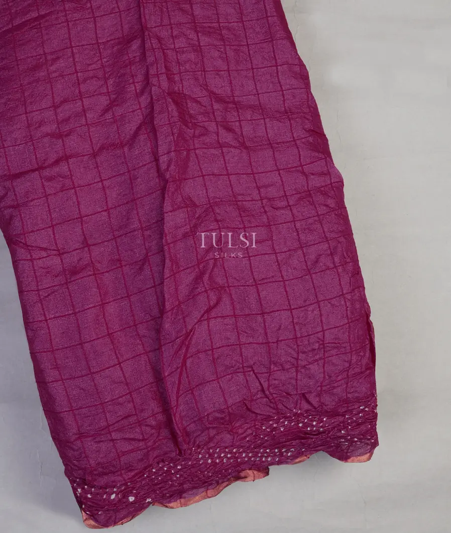 Purple Bandhani Tussar Saree T625881-image