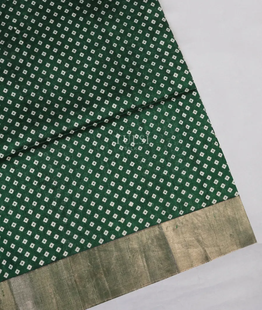 Bottle Green Printed Raw Silk Saree T621077-image