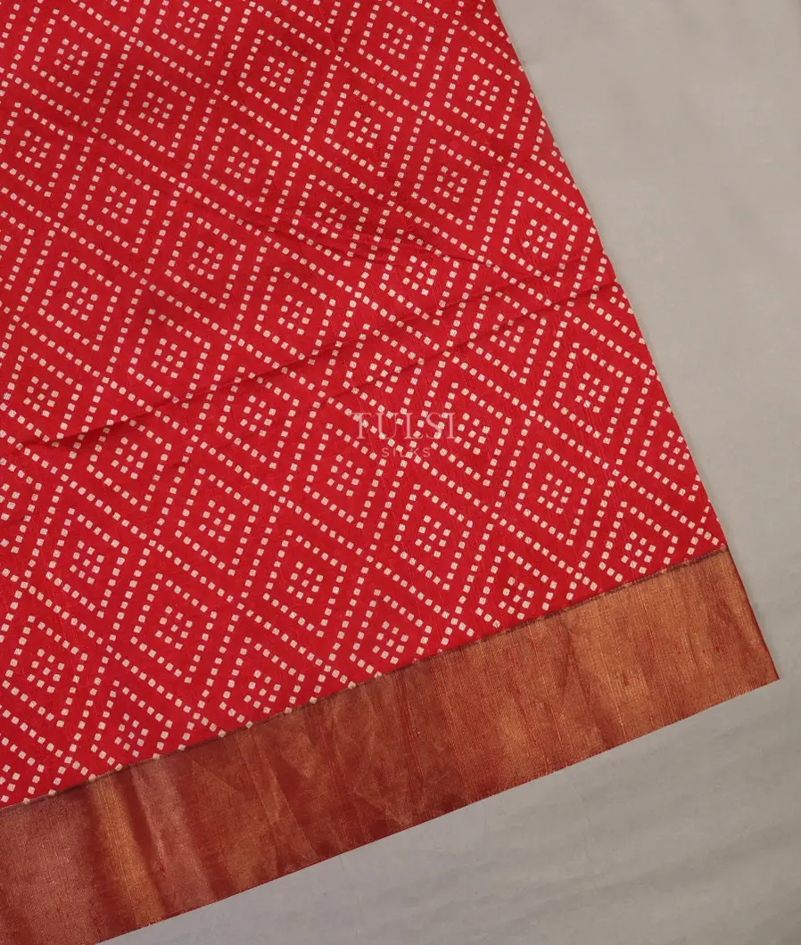 Red Printed Raw Silk Saree T621063-image