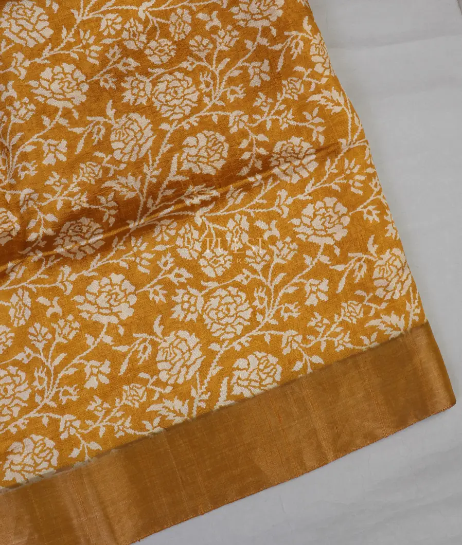Yellow Printed Raw Silk Saree T597495-image