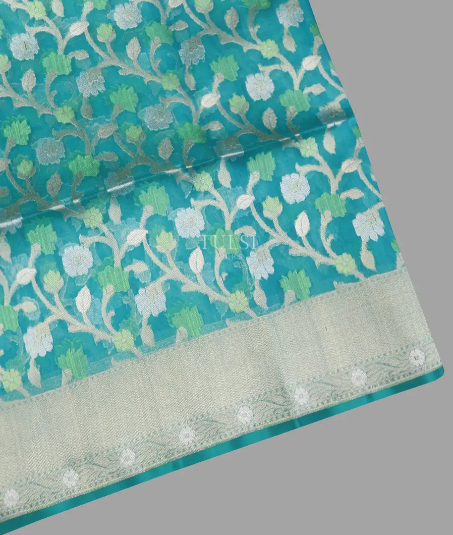 Blue Banaras Organza Saree T620887-image