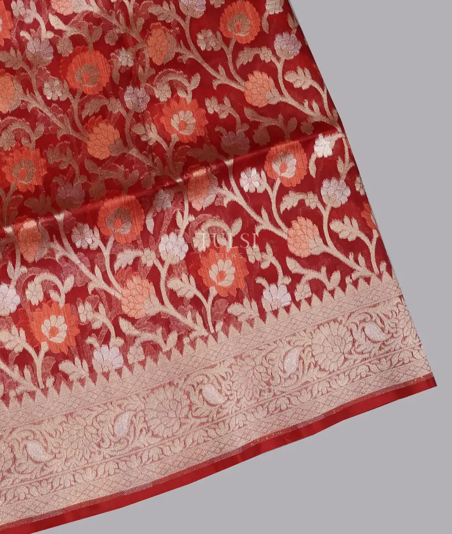 Maroon Banaras Organza Saree T620875-image