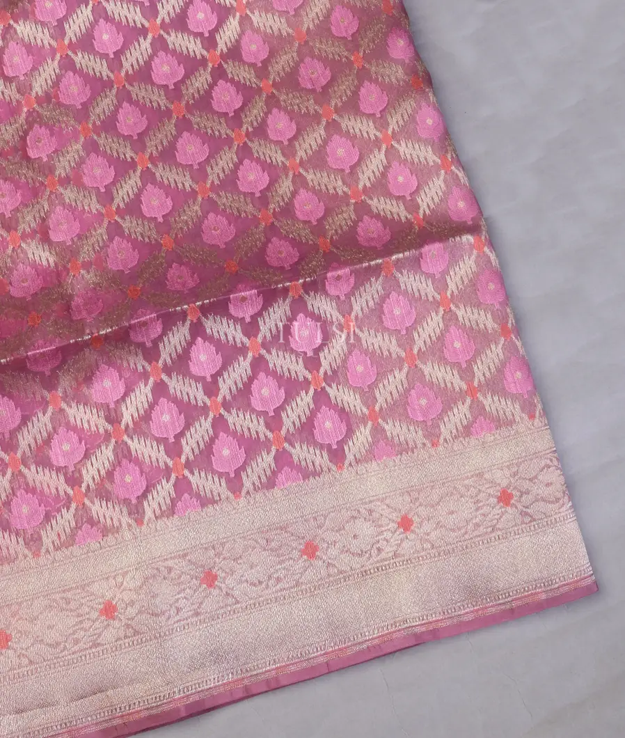 Lavender Banaras Organza Saree T620893-image