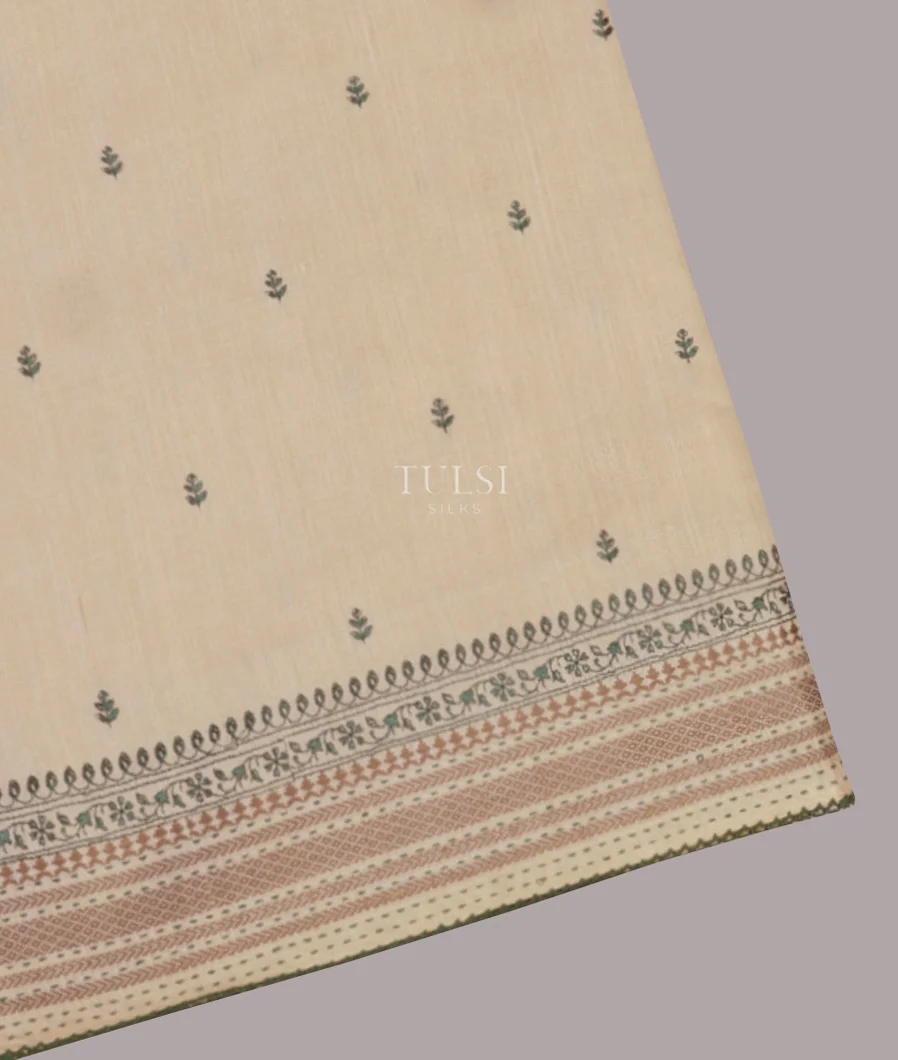 Beige Tissue Tussar Embroidery Saree T607088-image