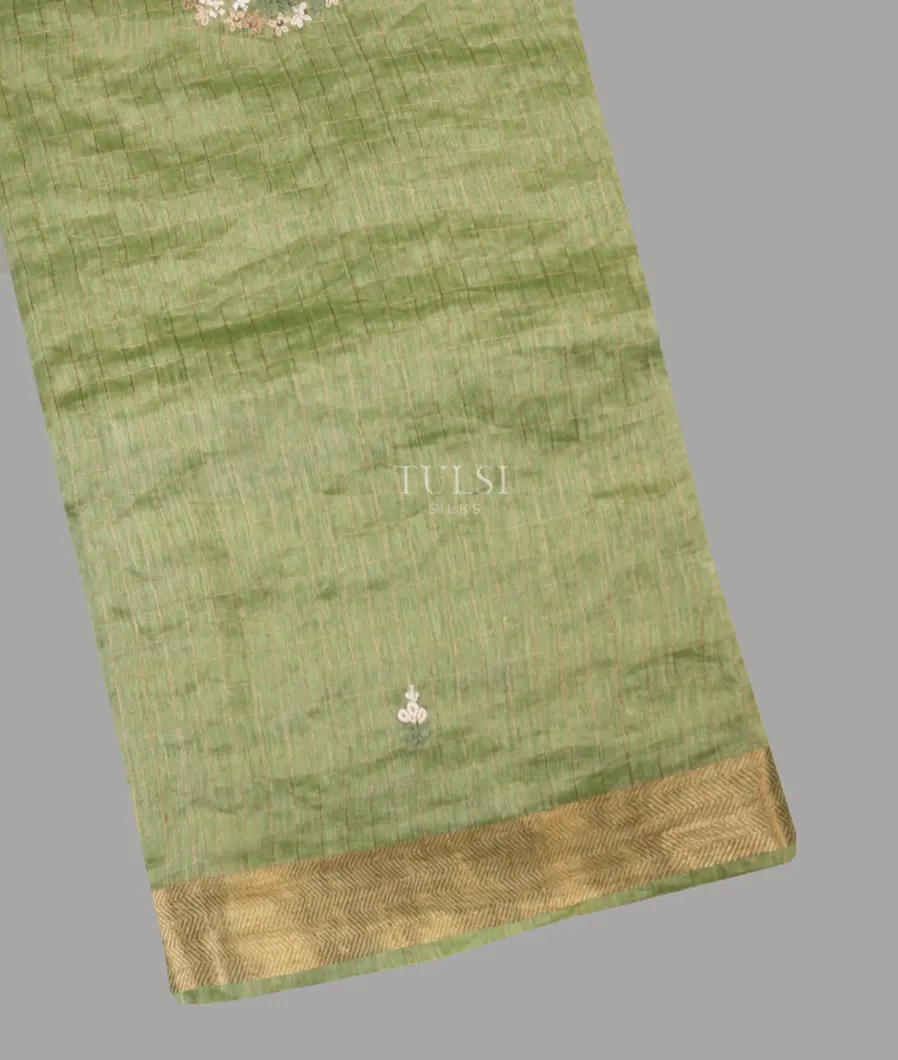 Green Linen Embroidery Saree T623504-image