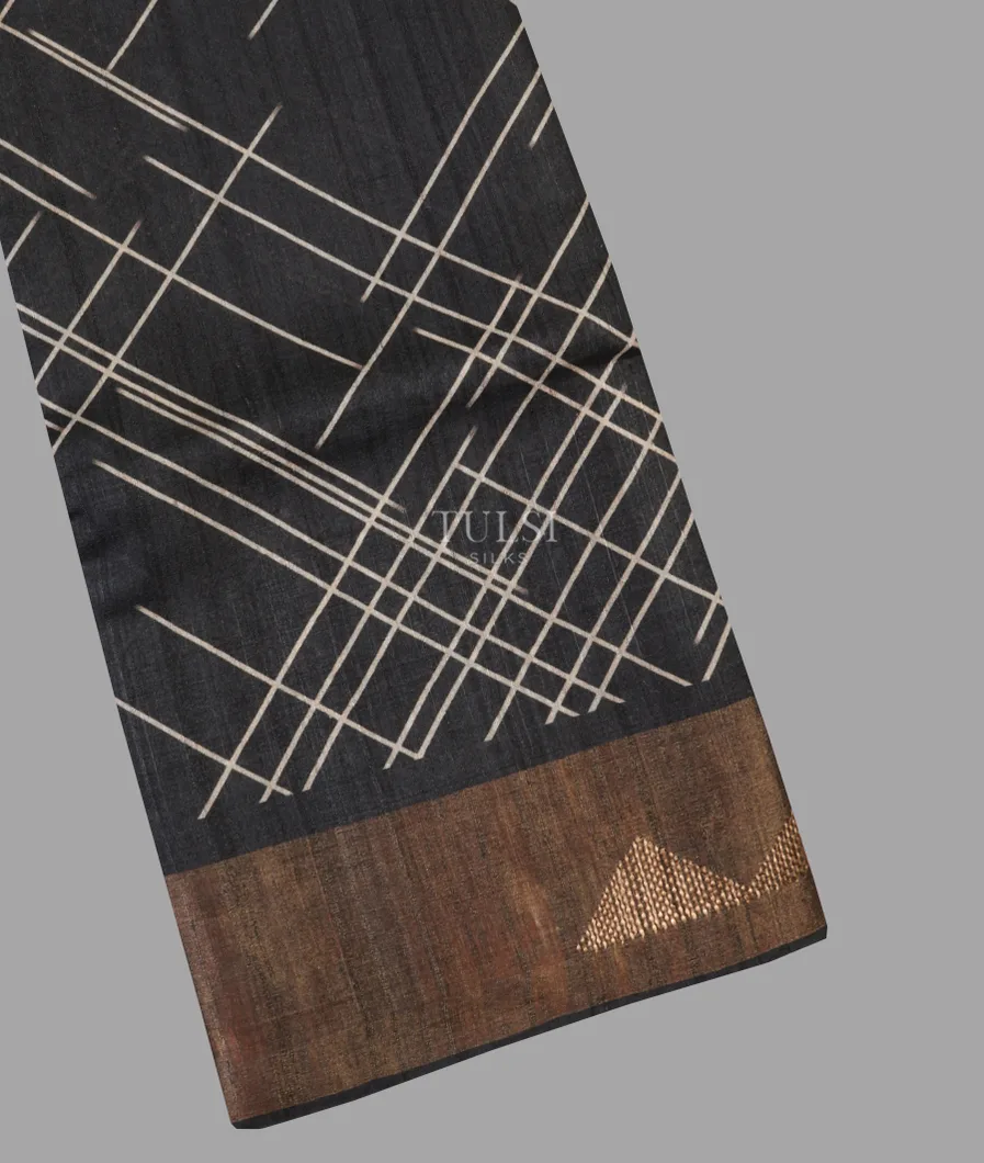 Black Tussar Printed Saree T627927-image