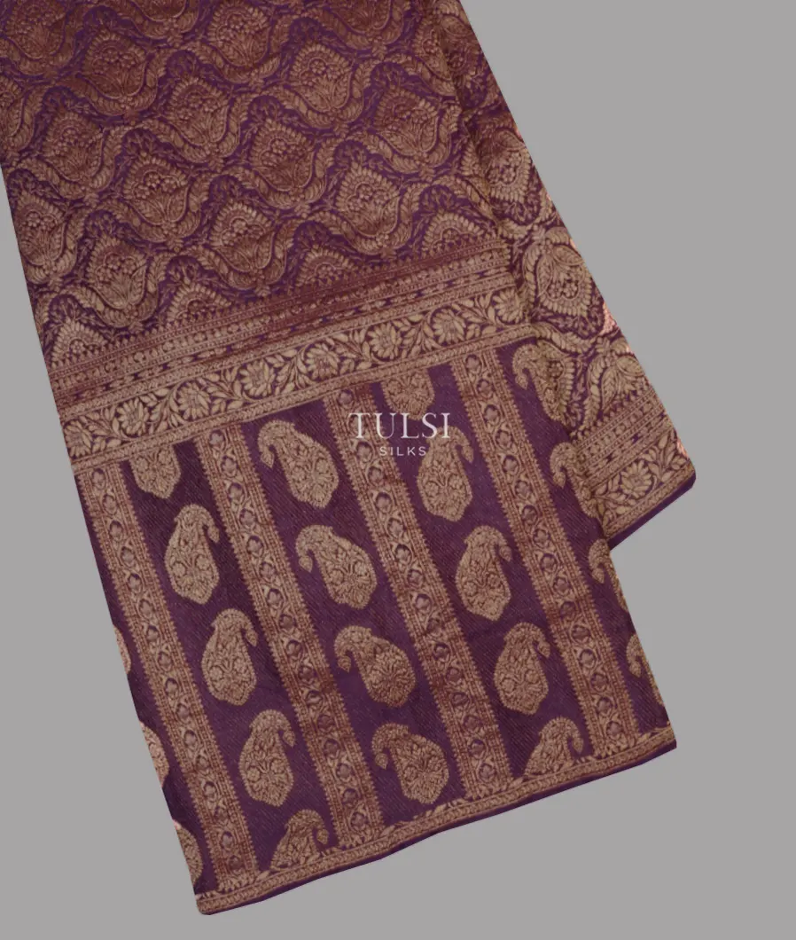 Purple Crepe Silk Saree T589790-image