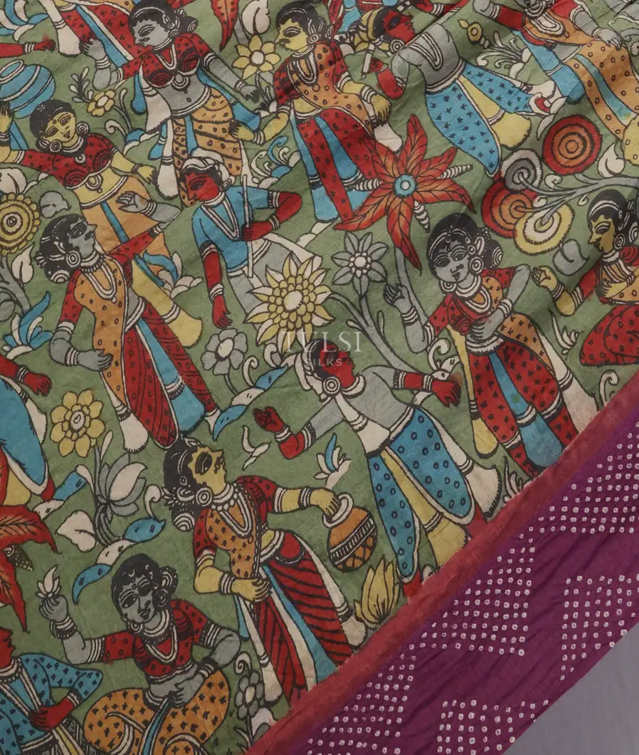 green-bandhani-tussar-kalamkari-saree-t616628-t616628-d