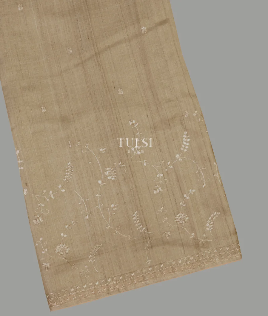Beige Tussar Embroidery Saree T619322-image
