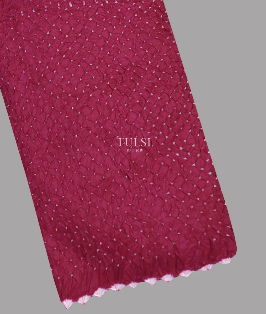 Dark Pink Bandhani Silk Saree T531152-image