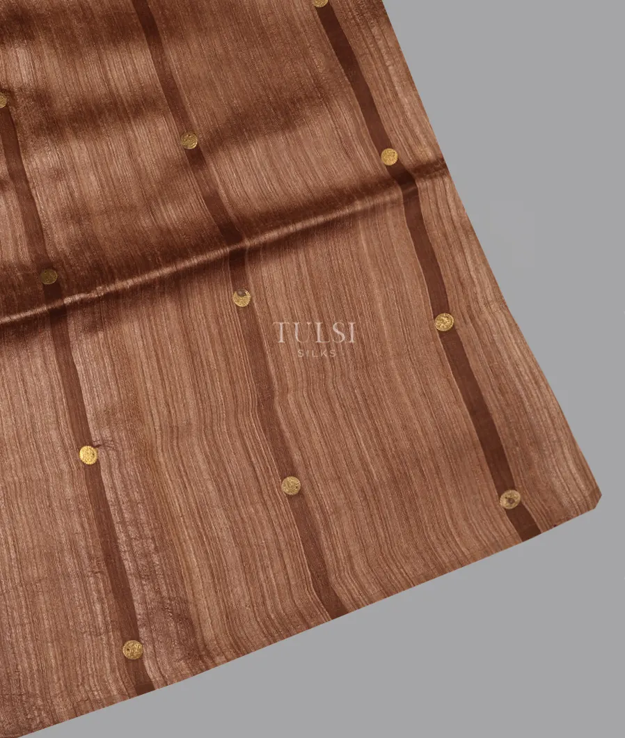 Brown Handwoven Tussar Saree T608793-image
