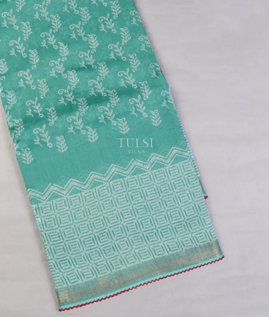Greenish Blue Chanderi Cotton Saree T615505-image