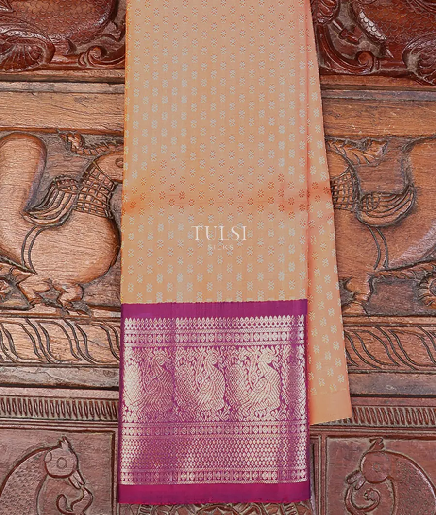 Peach Kanjivaram Silk Kids Pavadai T625970-image