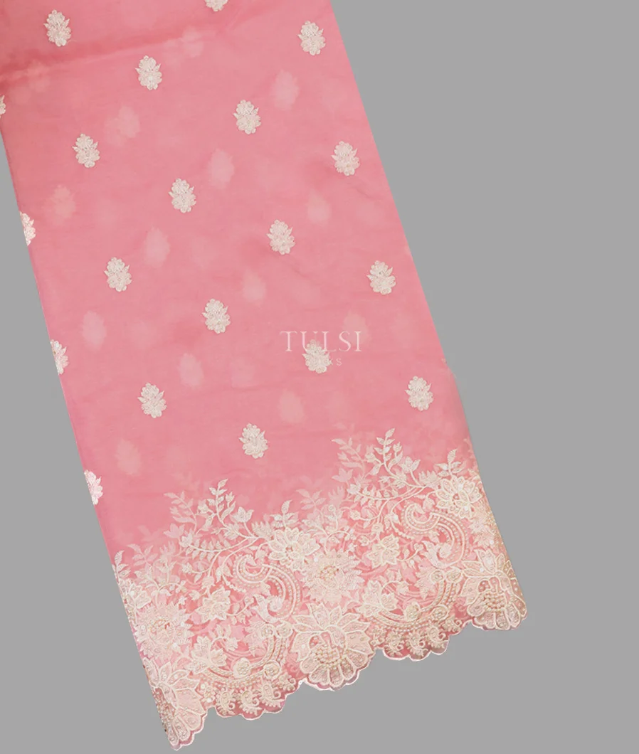 Pink Kora Organza Embroidery Saree T621884-image