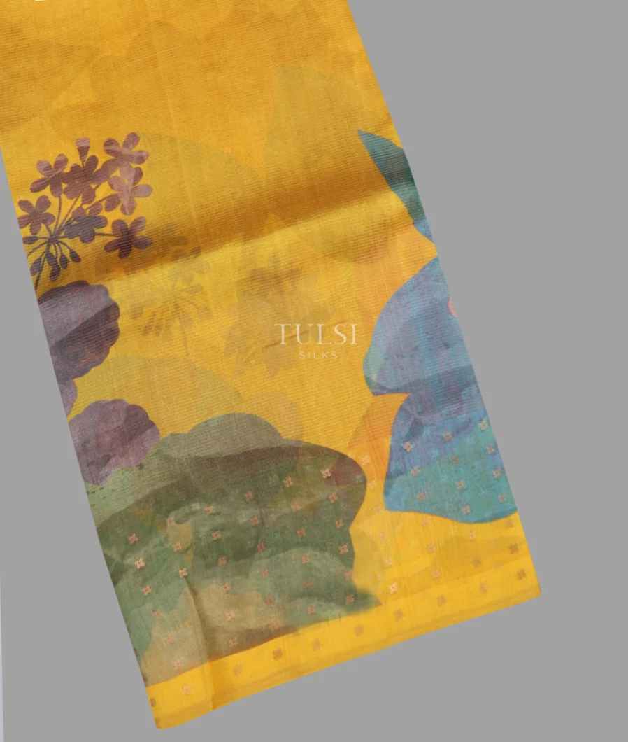 Yellow Tissue Organza Printed Saree T617708-image
