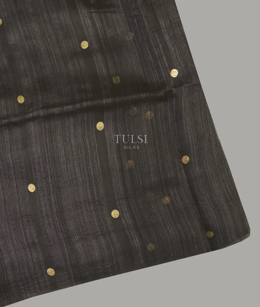 Black Handwoven Tussar Saree T597313-image
