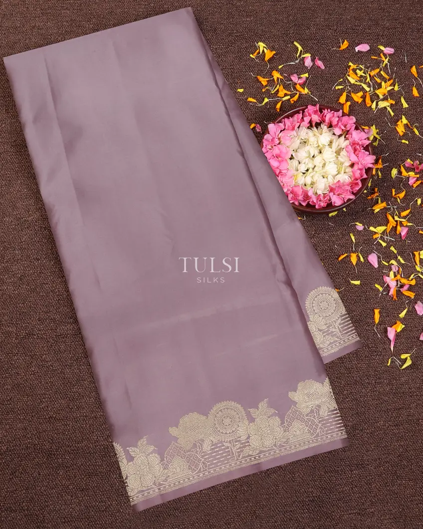Lavender Banaras Mashru Silk Saree T616852-image