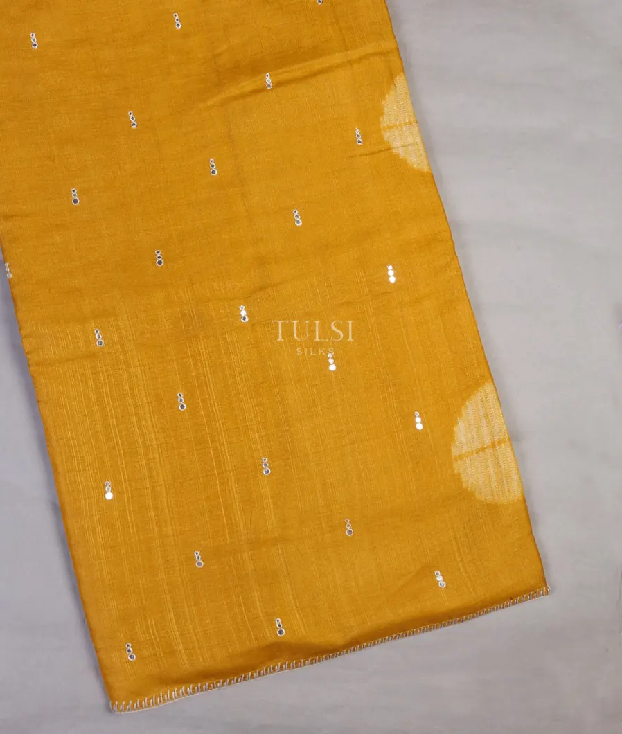 Yellow Tussar Embroidery Saree T625850-image